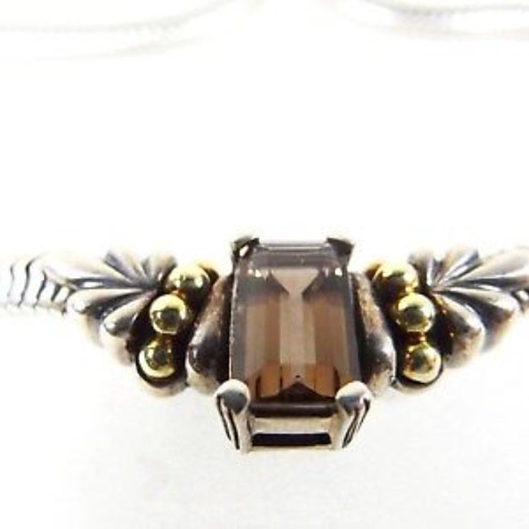 LAGOS Sterling Silver 18k Gold Smoky Topaz Center Piece Snake Chain Necklace - Picture 2 of 8